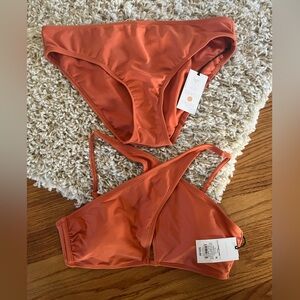 NWT shade & Shore Orange Bikini Set size M (8-10) w/removable pads